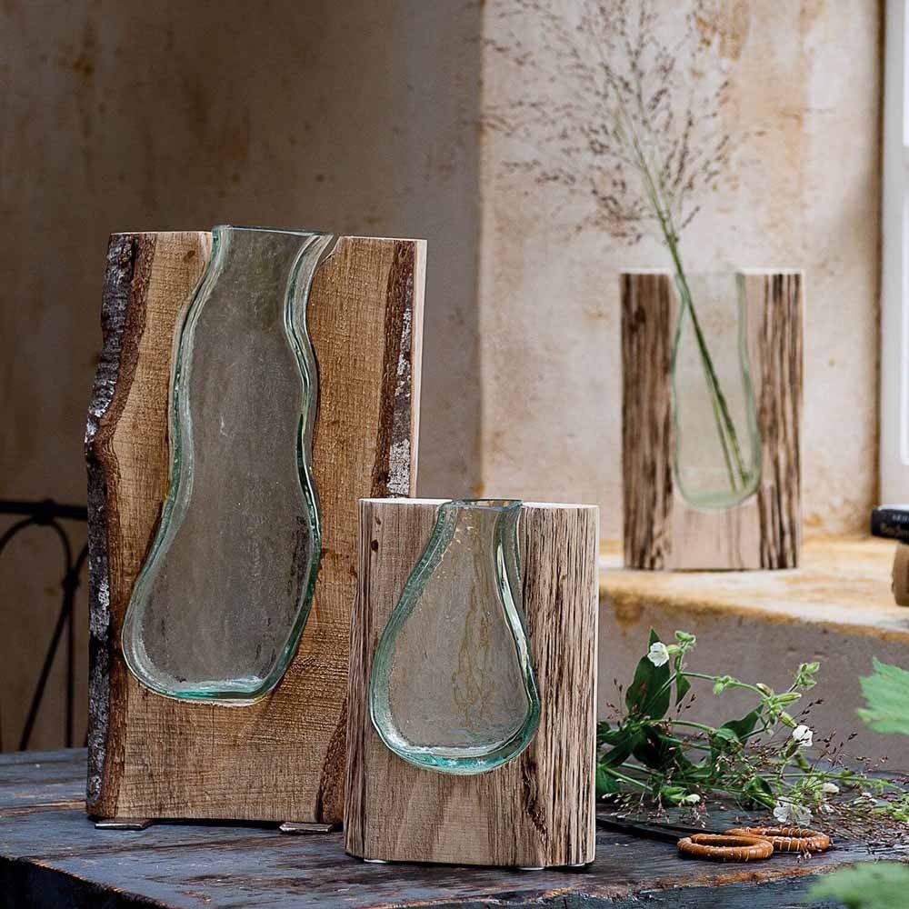 Leonardo Casolare Wazon drewno/szkło 20