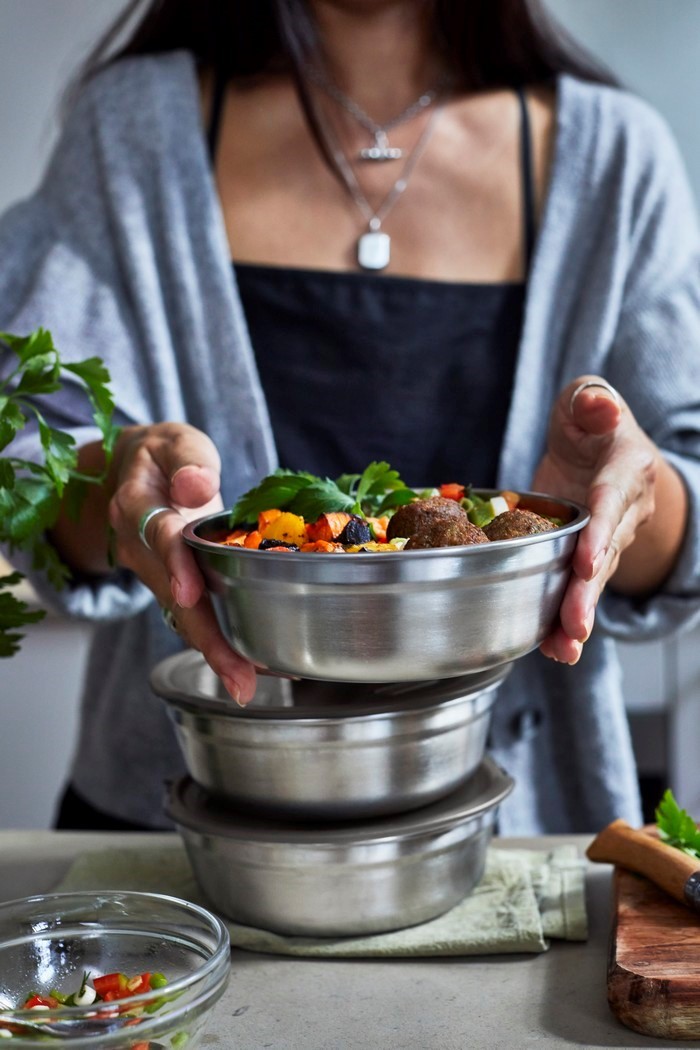 BLACK+BLUM - Lunchbox stalowy okrągły 0,65l. Multifunction