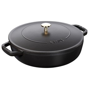 Staub Żeliwna patelnia do duszenia z pokrywką 24 cm, czarny