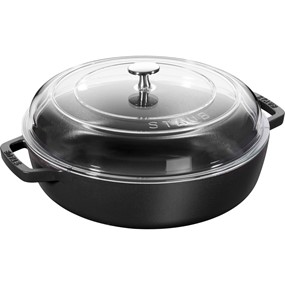 Staub Patelnia żeliwna z pokrywką 24 cm, czarny