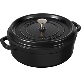 Staub La Cocotte Garnek żeliwny okrągły płytki 3.8 ltr, czarny