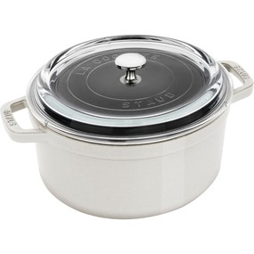 Staub La Cocotte Garnek żeliwny okrągły ze szklaną pokrywką 3.8 ltr truflowy