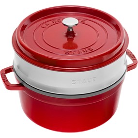 Staub La Cocotte Garnek żeliwny okrągły z wkładem 3.8 ltr czerwony