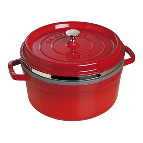 Staub La Cocotte Garnek żeliwny okrągły z wkładem 5.2 ltr, czerwony