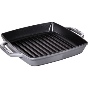 Staub Kwadratowa patelnia żeliwna grillowa z dwoma uchwytami 23 cm, grafitowy