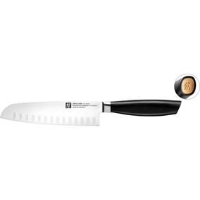 Zwilling All * Star Nóż santoku z rowkami 18 cm złoty mat