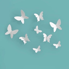 UMBRA - Dekor ścienny, motyle x 9, biały