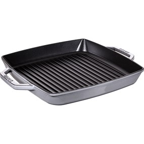 Staub Kwadratowa patelnia żeliwna grillowa z dwoma uchwytami 33 cm, grafitowy