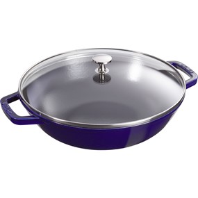 Staub Wok żeliwny z pokrywką 30 cm, niebieski