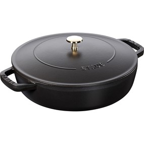 Staub Żeliwna patelnia do duszenia z pokrywką 28 cm, czarny