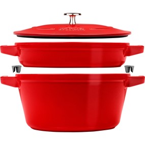 Staub Zestaw 2 naczyń + pokrywka 24 cm czerwony