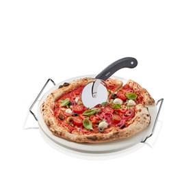 GEFU DARIOSO Zestaw: nóż do pizzy + kamień ze stojakiem okrągły