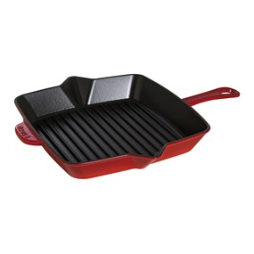 Staub Kwadratowa żeliwna patelnia grillowa 26 cm, czerwony