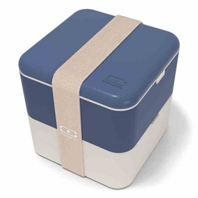 MONBENTO Lunchbox Bento Square FR, Blue Natural