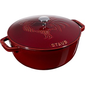 Staub Special Cocotte Garnek żeliwny okrągły kogut 3.6 ltr, grenadynowy