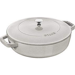 Staub Żeliwna patelnia do duszenia z pokrywką 28 cm, truflowy