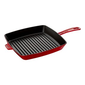 Staub Kwadratowa żeliwna patelnia grillowa 30 cm, czerwony