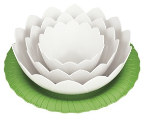 Zak! Zestaw misek z podstawką Lotus ziel. biały