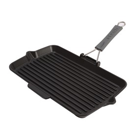 Staub Prostokątna patelnia żeliwna grillowa 34x21 cm, czarny