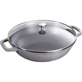 Staub Wok żeliwny z pokrywką 30 cm, grafitowy