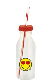 Zak! Butelka ze słomką 550ml czerwona Smiley