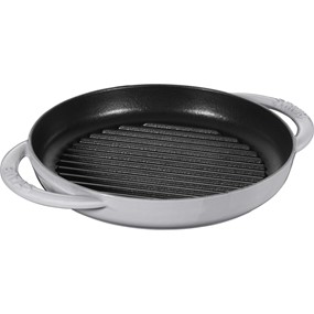 Staub Okrągła patelnia żeliwna grillowa z dwoma uchwytami 22 cm, grafitowy