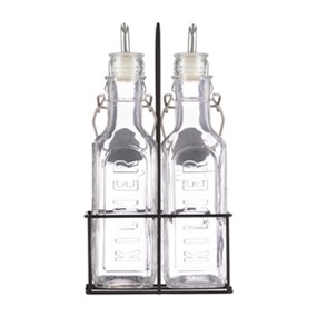KILNER - Zestaw 2 butelek na oliwę/ocet 0,3l. w koszyku