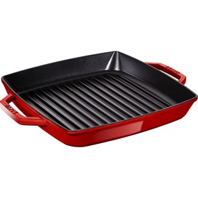 Staub Kwadratowa patelnia żeliwna grillowa z dwoma uchwytami 28 cm, czerwony