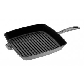 Staub Kwadratowa żeliwna patelnia grillowa 26 cm, grafitowy