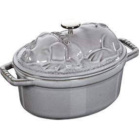 Staub Special Cocotte Garnek żeliwny owalny świnia 1 ltr, szary