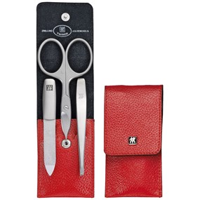 Zwilling Twinox Zestaw do manicure czerwone skórzane etui, 3 elementy