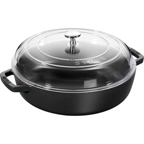 Staub Patelnia żeliwna z pokrywką 28 cm, czarny