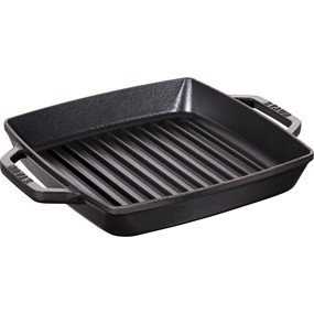 Staub Kwadratowa patelnia żeliwna grillowa z dwoma uchwytami 23 cm, czarny