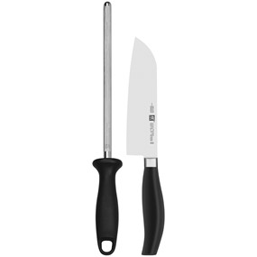 Zwilling Five Star Zestaw: nóż santoku 18 cm + ostrzałka