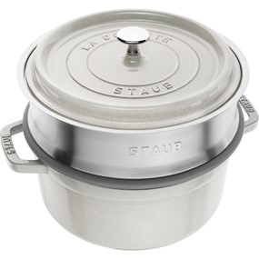 Staub La Cocotte Garnek żeliwny okrągły z wkładem 3.8 ltr truflowy