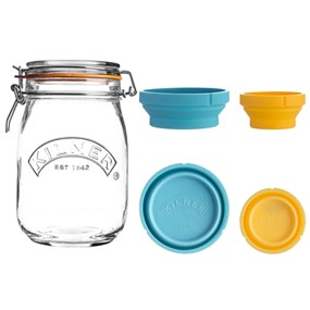 KILNER  Słoik 1 l Round Clip Top + 2 miarki