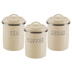Typhoon - Zestaw 3 pojemników na herbatę kawę i cukier kremowe