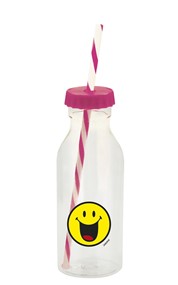 Zak! Butelka ze słomką 550ml fuksja Smiley