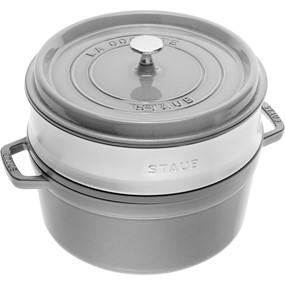 Staub La Cocotte Garnek żeliwny okrągły z wkładem 3.8 ltr grafitowy