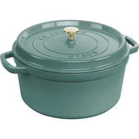 Staub La Cocotte Garnek żeliwny okrągły 6.7 ltr, eukaliptusowy