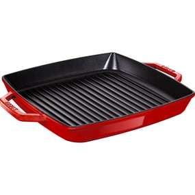 Staub Kwadratowa patelnia żeliwna grillowa z dwoma uchwytami 33 cm, czerwony