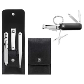 Zwilling Classic Inox Zestaw podróżny czarne skórzane etui, 4 elementy