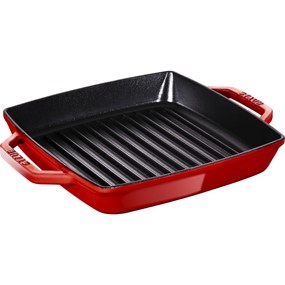 Staub Kwadratowa patelnia żeliwna grillowa z dwoma uchwytami 23 cm, czerwony