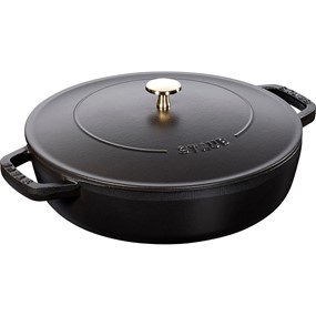 Staub Żeliwna patelnia do duszenia z pokrywką 26 cm, czarny